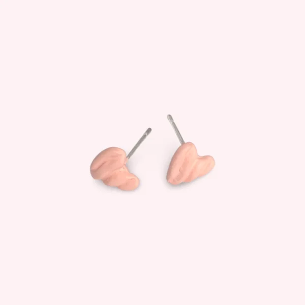 Pink Heart With Pattern Ear Studs
