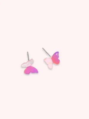 Radiant Pink Butterfly Ear Studs