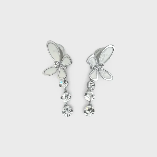 Silver Butterfly Diamante Clip-On Earrings