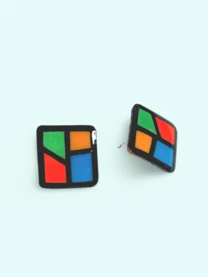 Summer Stacked Colour Cube Ear Studs