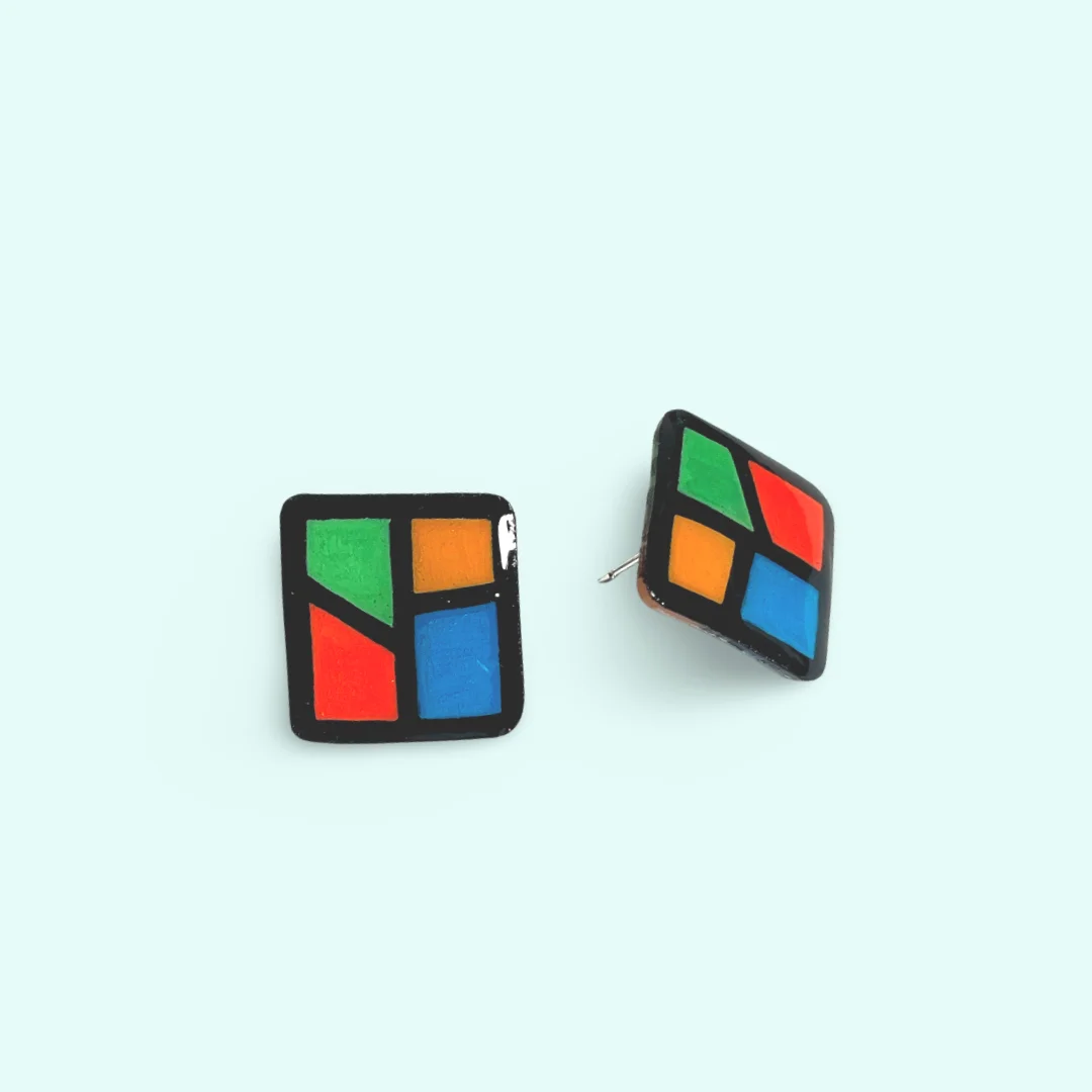 Summer Stacked Colour Cube Ear Studs