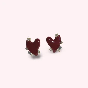 Valentine Heart Diamante Ear Studs