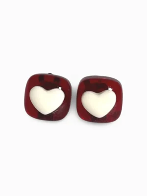 Valentine's Heart Cube Clip On Earrings