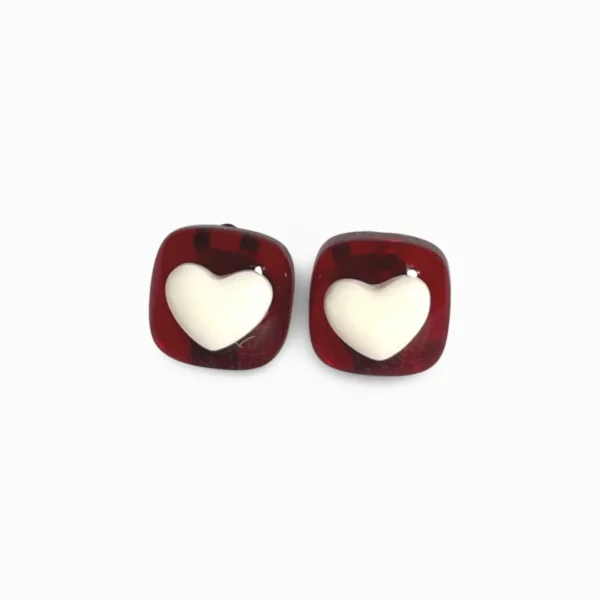 Valentine's Heart Cube Clip On Earrings