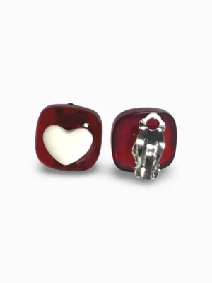 Valentine's Heart Cube Clip On Earrings