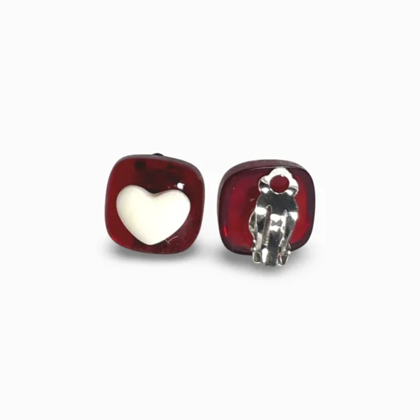 Valentine's Heart Cube Clip On Earrings