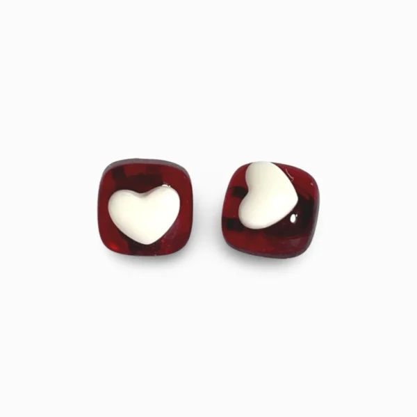 Valentine's Heart Cube Clip On Earrings