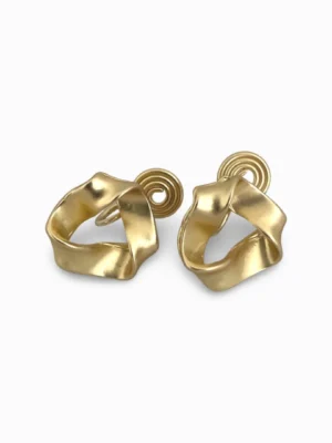 Gold Twisted Ribbon Clip-On Ear Studs