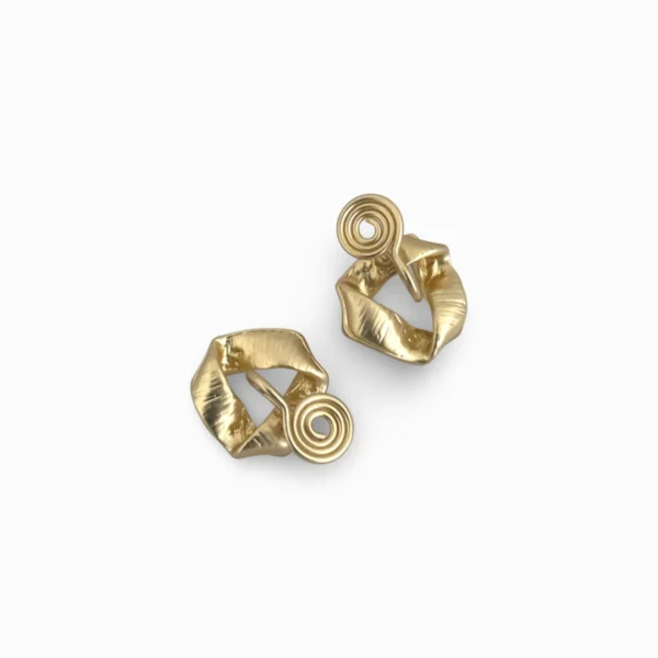 Gold Twisted Ribbon Clip-On Ear Studs