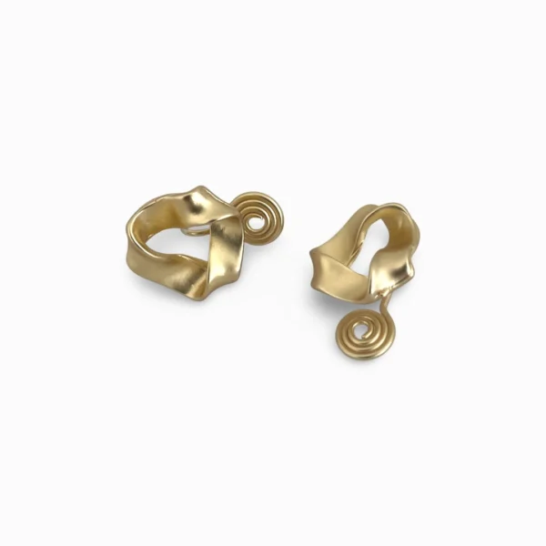 Gold Twisted Ribbon Clip-On Ear Studs
