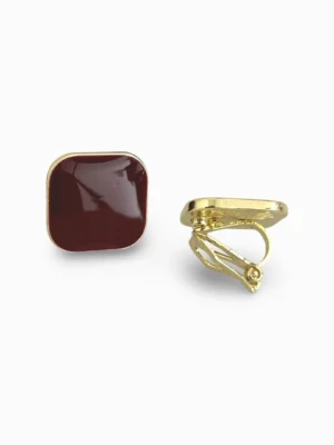 Simply Red Square Clip-On Ear Studs