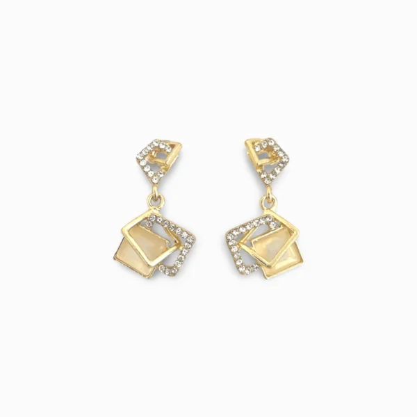 Stacked Squares Diamante Dangle Earrings