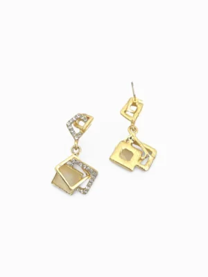 Stacked Squares Diamante Dangle Earrings