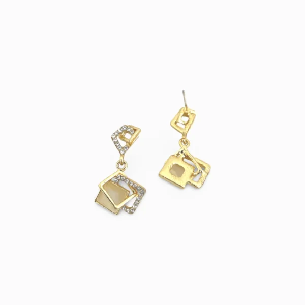 Stacked Squares Diamante Dangle Earrings