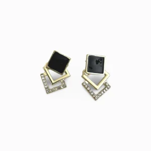 Stacked Squares Elegant Diamante Ear Drops