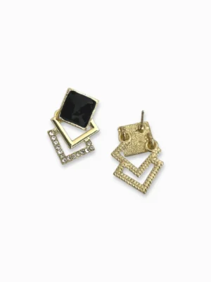 Stacked Squares Elegant Diamante Ear Drops