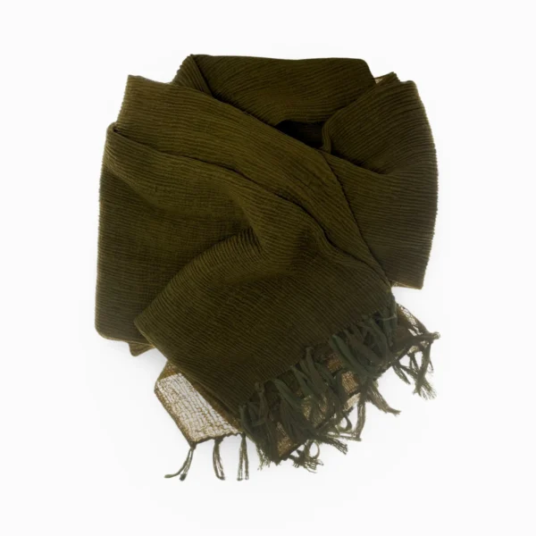 Monochromatic Tassel Scarves - Dark Olive Green