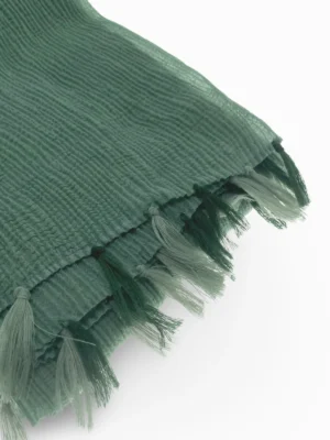 Monochromatic Tassel Scarves - Green