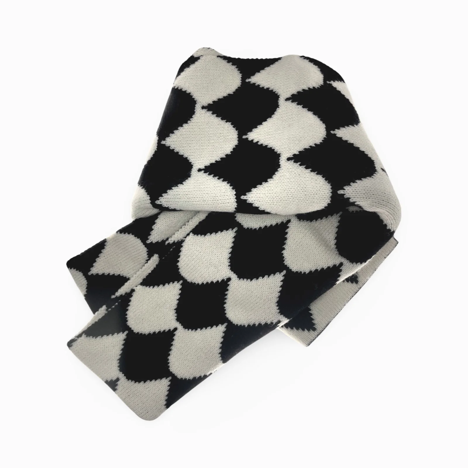 Black And White Double Layered Scarves