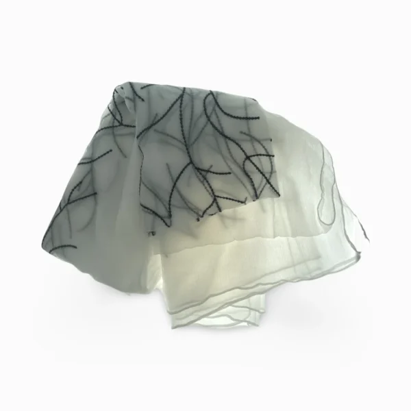 White And Black Leafy Light Scarves