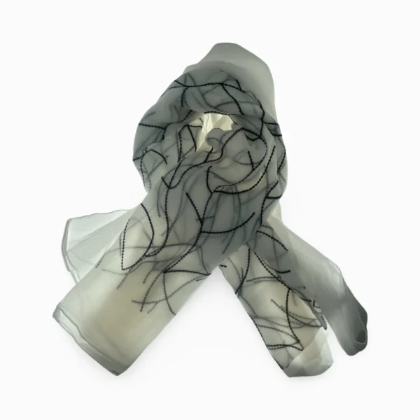 White And Black Leafy Light Scarves