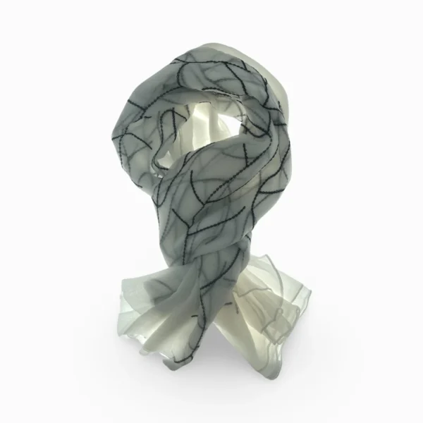 White And Black Leafy Light Scarves