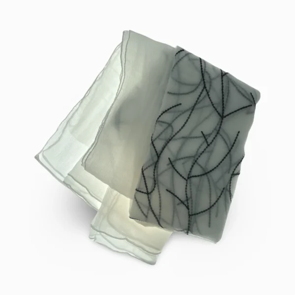 White And Black Leafy Light Scarves