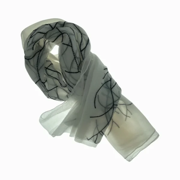 White And Black Leafy Light Scarves